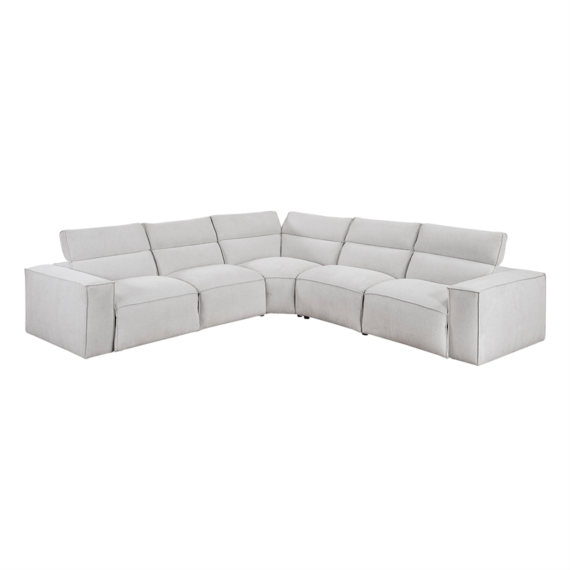 Lexicon Phoebe Microfiber 5-Piece Modular Pwr Reclining Sectional in Light Gray