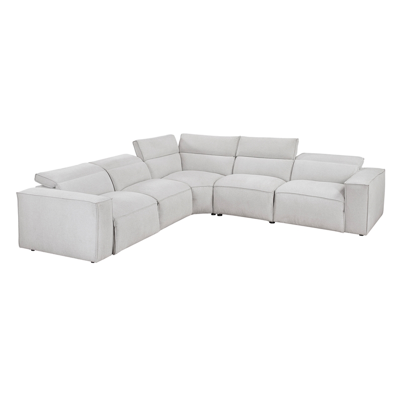 Lexicon Phoebe Microfiber 5-Piece Modular Pwr Reclining Sectional in Light Gray