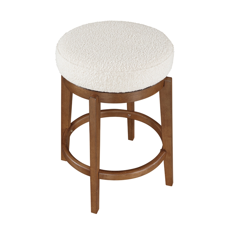 Lexicon Lily Boucle Fabric Swivel Counter Height Chair in White