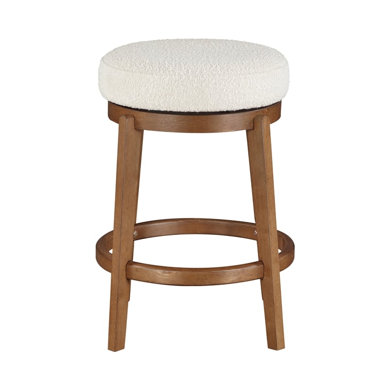 Lexicon Lily Boucle Fabric Swivel Counter Height Chair in White