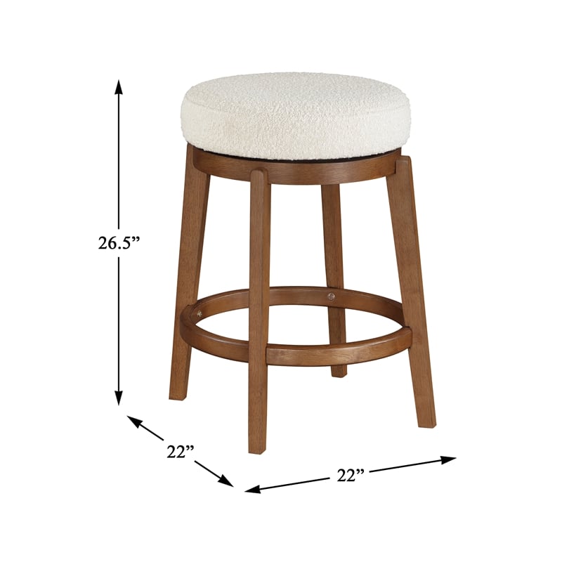 Lexicon Lily Boucle Fabric Swivel Counter Height Chair in White