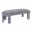 Lexicon Flux Velvet Bench with High-Density Foam Cushioned Seat in Gray