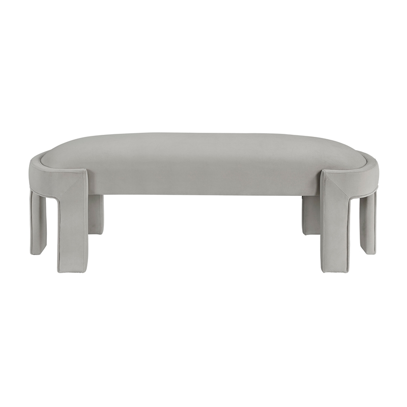 Lexicon Flux Velvet Bench with High-Density Foam Cushioned Seat in Taupe