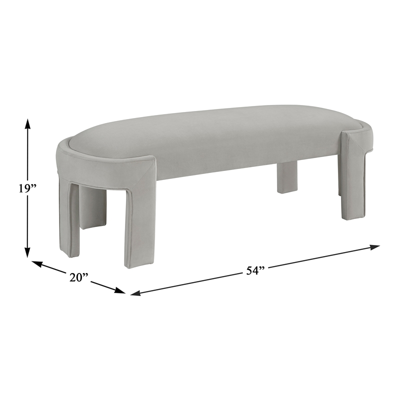 Lexicon Flux Velvet Bench with High-Density Foam Cushioned Seat in Taupe