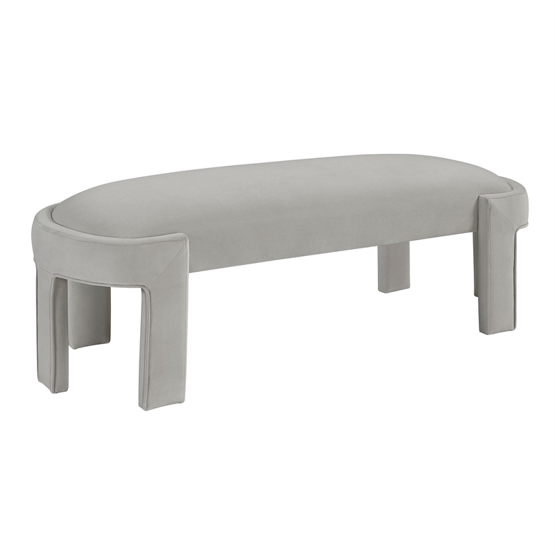 Lexicon Flux Velvet Bench with High-Density Foam Cushioned Seat in Taupe