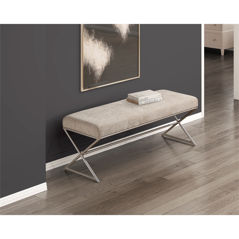 Lexicon Wexley Chenille Bench with Plush Foam Cushioned Seat in Taupe