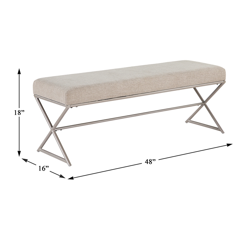 Lexicon Wexley Chenille Bench with Plush Foam Cushioned Seat in Taupe
