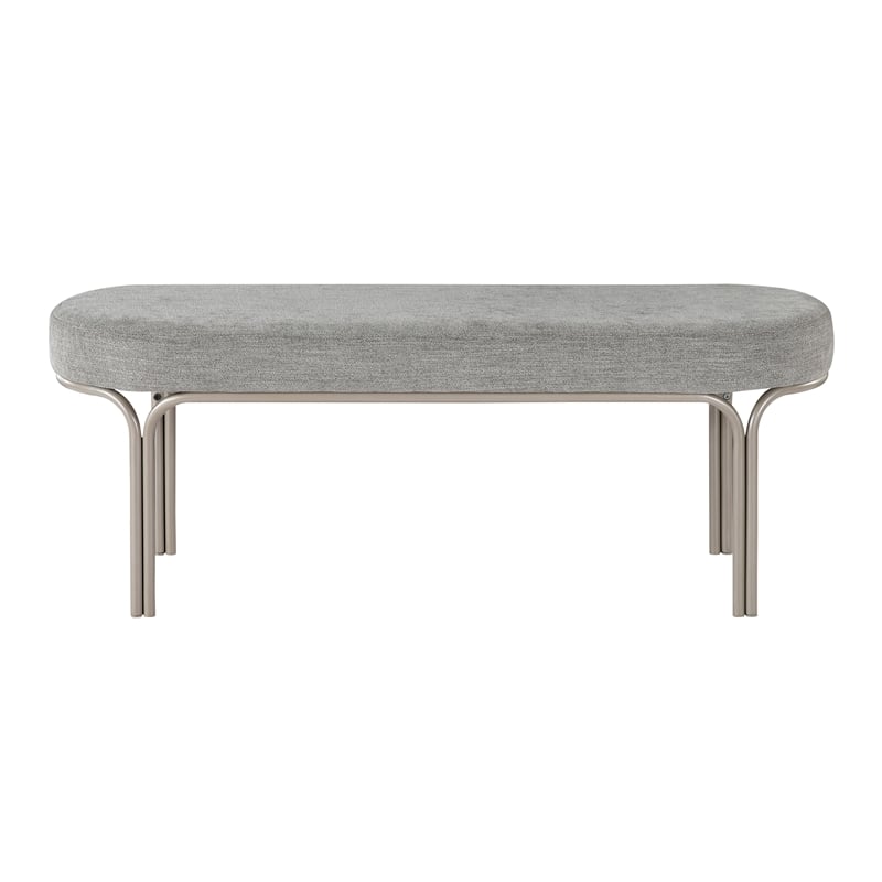 Lexicon Waldon Luxurious Chenille Bench with Plush Foam Cushioned Seat in Gray