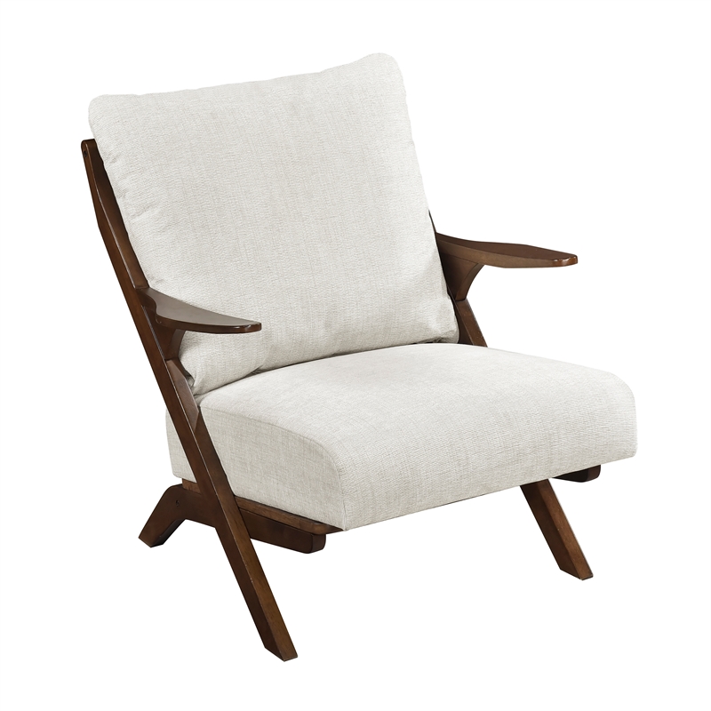 Lexicon Lennox Chenille Accent Chair in Beige and Pascal Brown finish