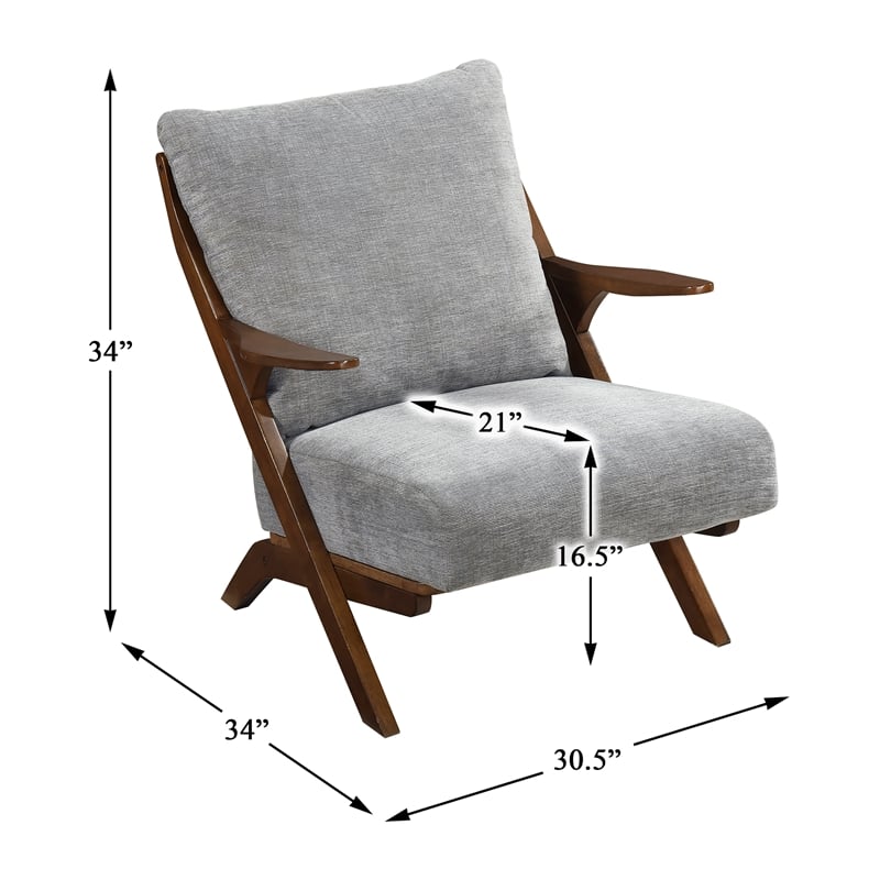 Lexicon Lennox Chenille Accent Chair in Gray and Pascal Brown finish