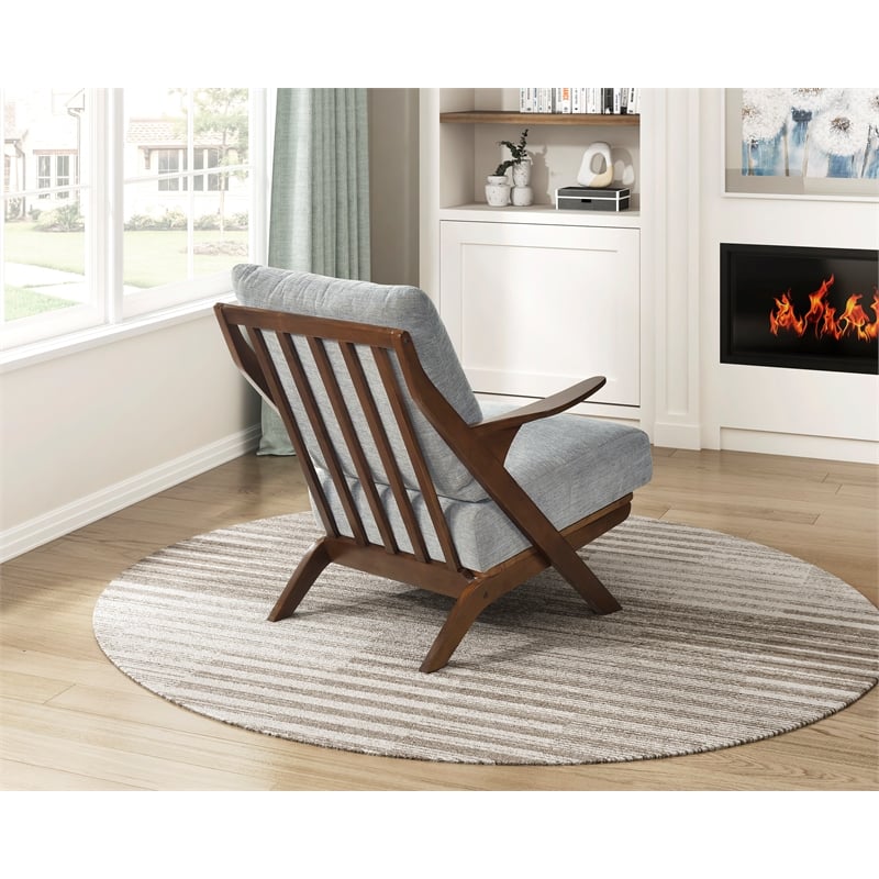 Lexicon Lennox Chenille Accent Chair in Gray and Pascal Brown finish