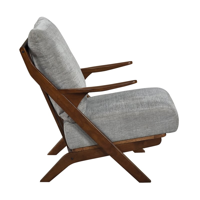 Lexicon Lennox Chenille Accent Chair in Gray and Pascal Brown finish