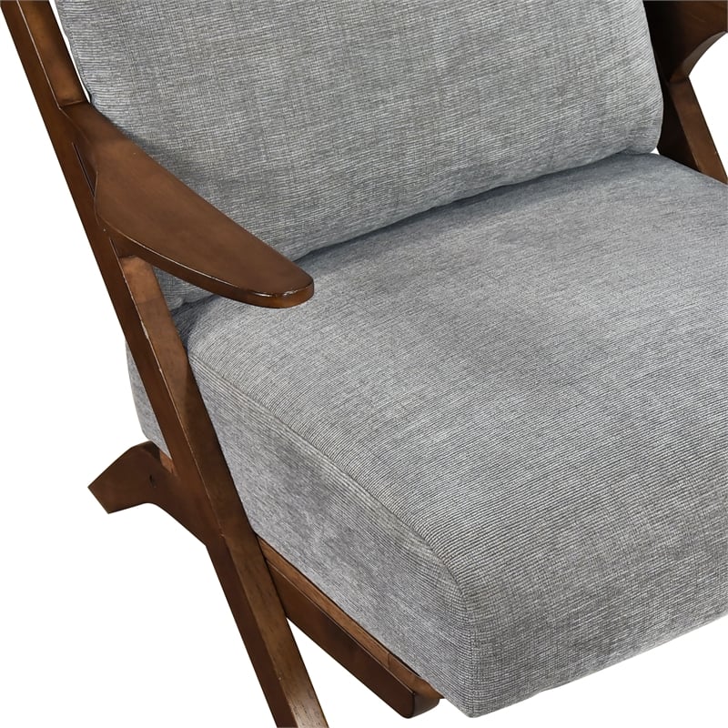 Lexicon Lennox Chenille Accent Chair in Gray and Pascal Brown finish