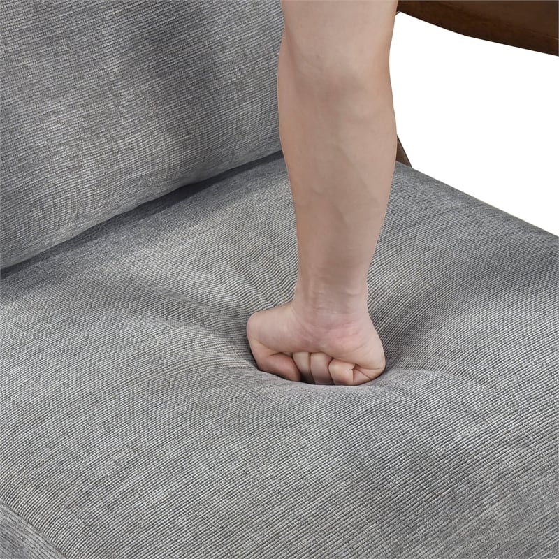 Lexicon Lennox Chenille Accent Chair in Gray and Pascal Brown finish