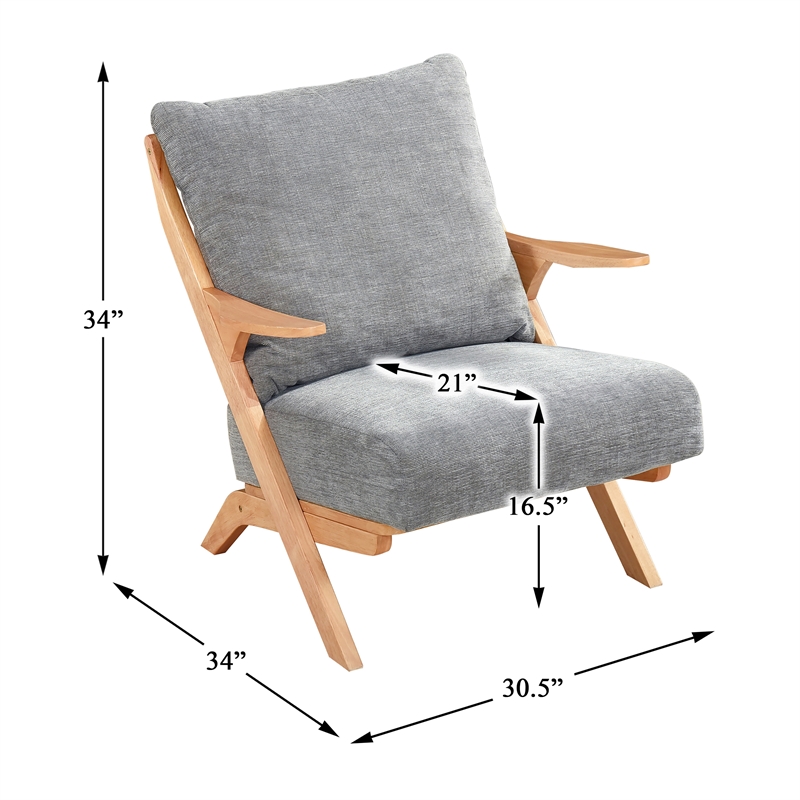 Lexicon Lennox Chenille Accent Chair in Gray and Natural finish