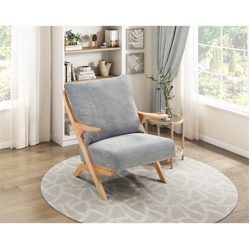 Lexicon Lennox Chenille Accent Chair in Gray and Natural finish