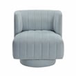 Lexicon Joyce Textured Fabric Swivel Chair in Aqua Blue