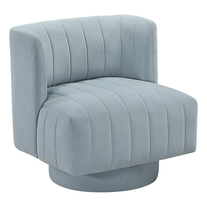 Lexicon Joyce Textured Fabric Swivel Chair in Aqua Blue