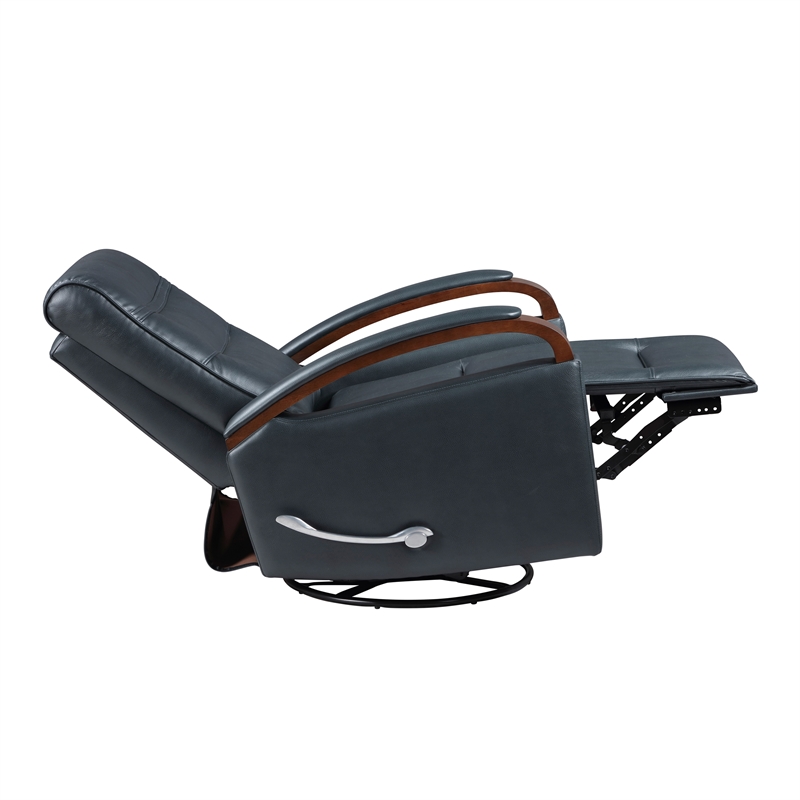 Lexicon Margot Faux leather Swivel Glider Reclining Chair in Dark Blue