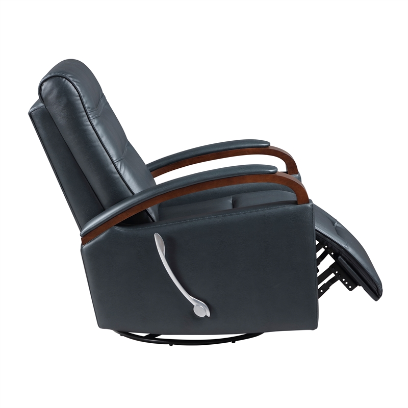 Lexicon Margot Faux leather Swivel Glider Reclining Chair in Dark Blue