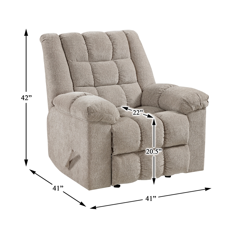 Lexicon Baldwin Chenille Rocker Reclining Chair in Light Brown