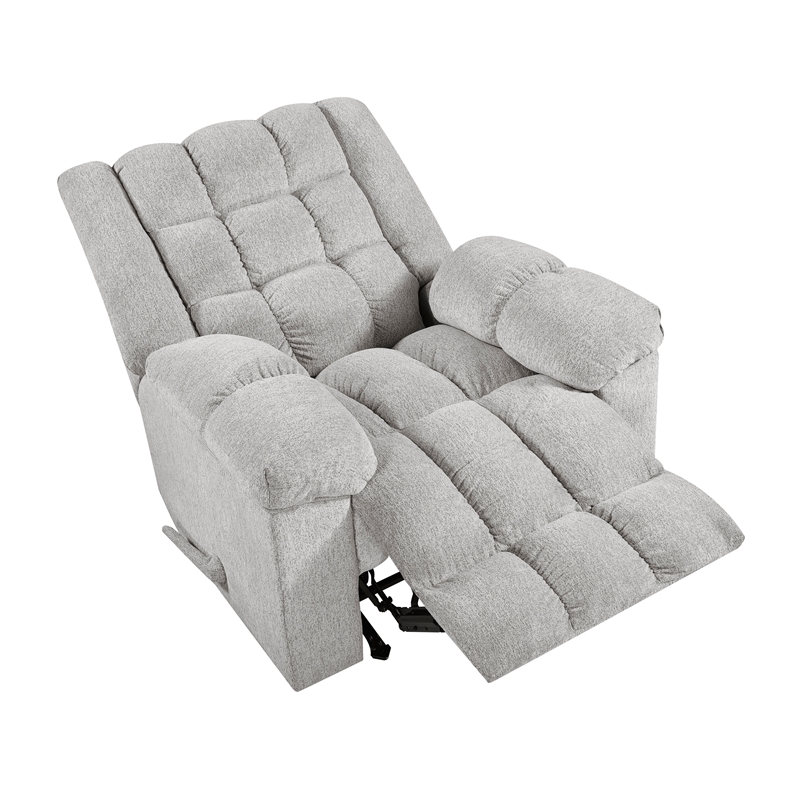 Lexicon Baldwin Chenille Rocker Reclining Chair in Light Gray