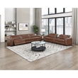 Lexicon Sutton Leather Power Double Reclining Sofa with Power Headrests in Brown