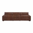Lexicon Sutton Leather Power Double Reclining Sofa with Power Headrests in Brown