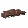Lexicon Sutton Leather Power Double Reclining Sofa with Power Headrests in Brown