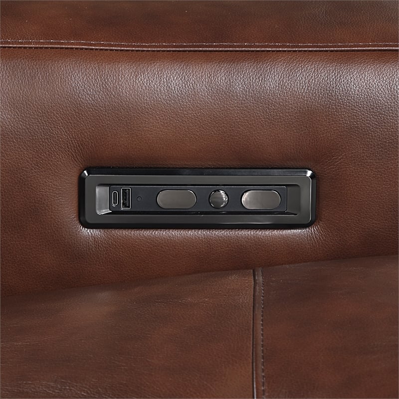 Lexicon Sutton Leather 6-Piece Modular Power Reclining Sectional in Brown