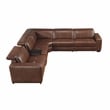 Lexicon Sutton Leather 6-Piece Modular Power Reclining Sectional in Brown