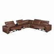 Lexicon Sutton Leather 6-Piece Modular Power Reclining Sectional in Brown