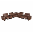 Lexicon Sutton Leather 7-Piece Modular Power Reclining Sectional in Brown