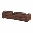 Lexicon Sutton Leather Pwr Dbl Reclining Love Seat with Center Console in Brown