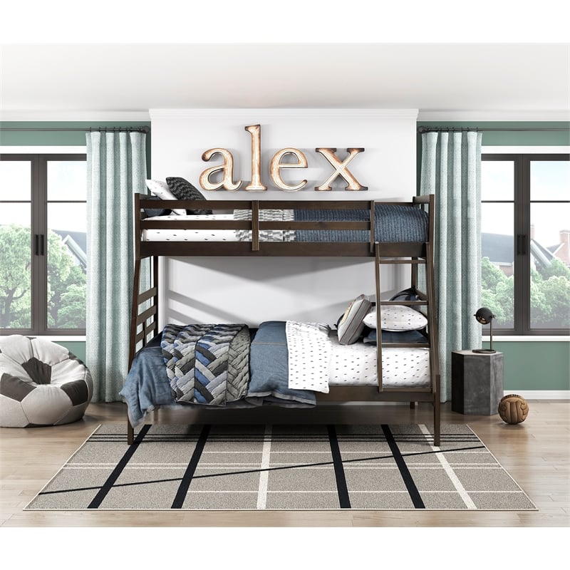 Lexicon Darden Pine Wood Twin/Full Bunk Bed in Dark Brown