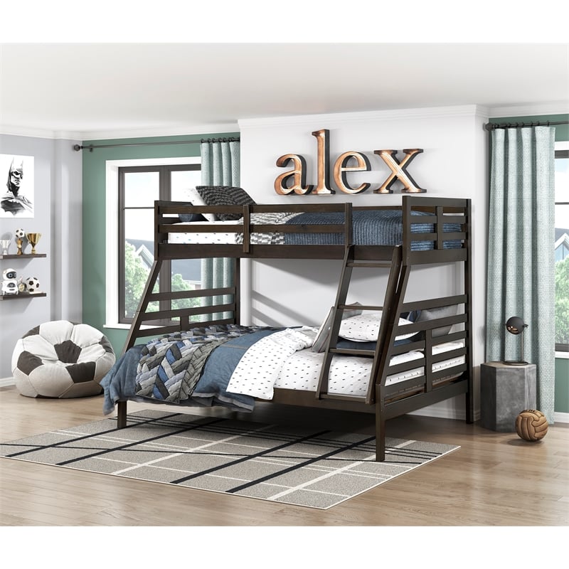 Lexicon Darden Pine Wood Twin/Full Bunk Bed in Dark Brown