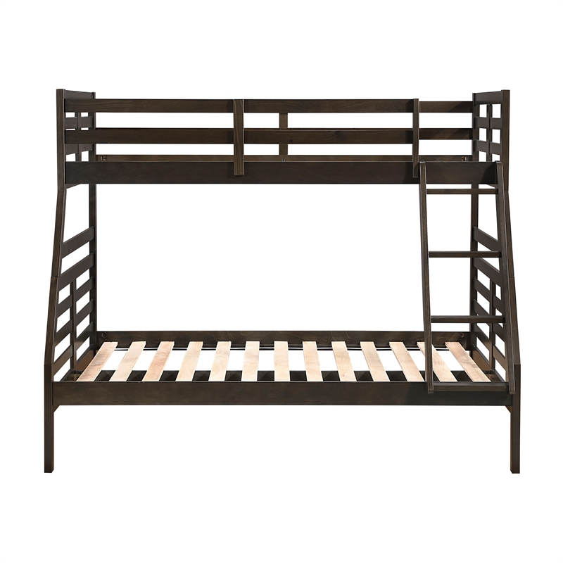 Lexicon Darden Pine Wood Twin/Full Bunk Bed in Dark Brown