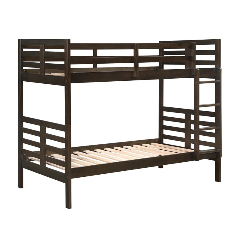 Lexicon Darden Pine Wood Twin/Twin Bunk Bed in Dark Brown Finish