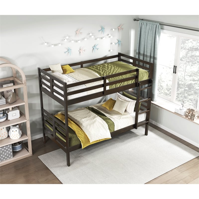 Lexicon Darden Pine Wood Twin/Twin Bunk Bed in Dark Brown Finish