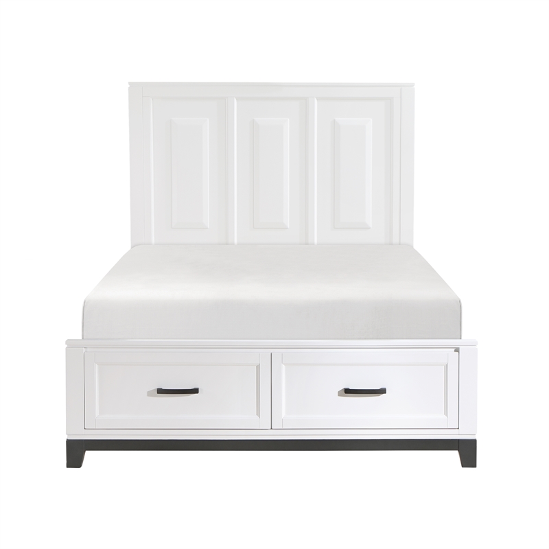 Lexicon Garretson Solid Wood QN Pltfm Bed in White & Metallic Gray Finish