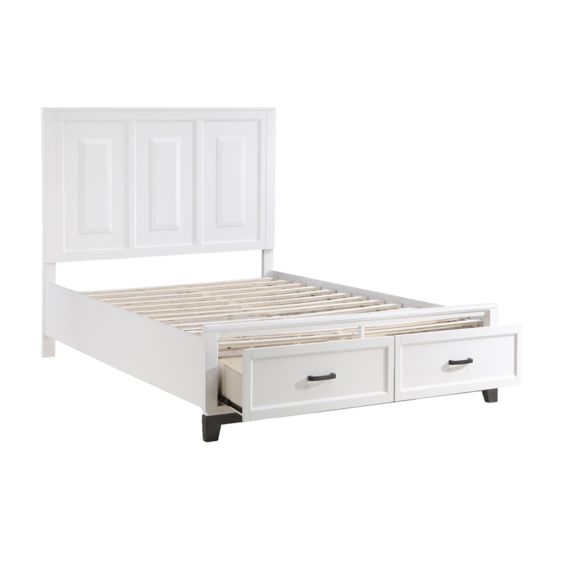 Lexicon Garretson Solid Wood QN Pltfm Bed in White & Metallic Gray Finish