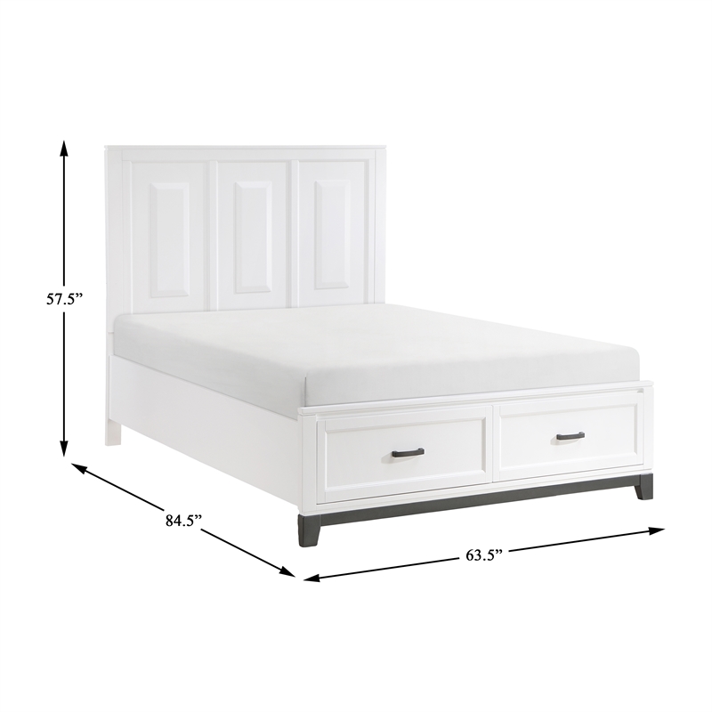 Lexicon Garretson Solid Wood QN Pltfm Bed in White & Metallic Gray Finish