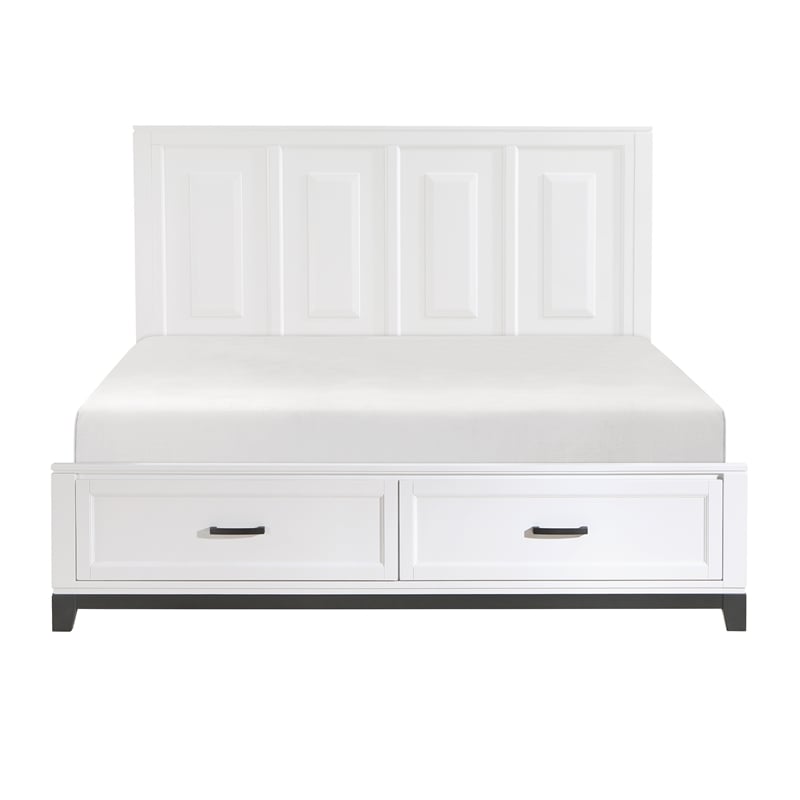 Lexicon Garretson Solid Wood EK Pltfm Bed in White and Metallic Gray Finish