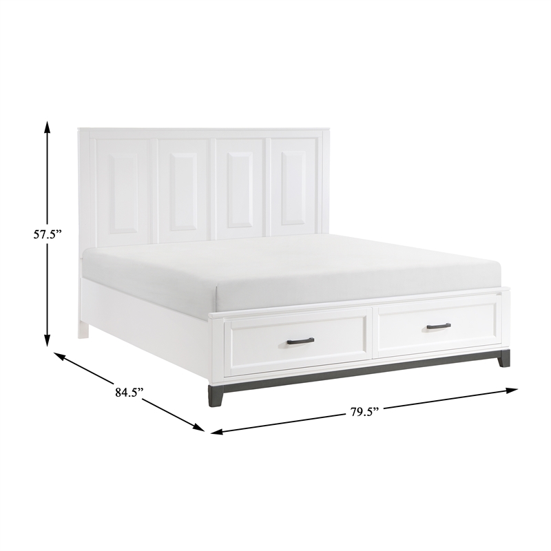 Lexicon Garretson Solid Wood EK Pltfm Bed in White and Metallic Gray Finish