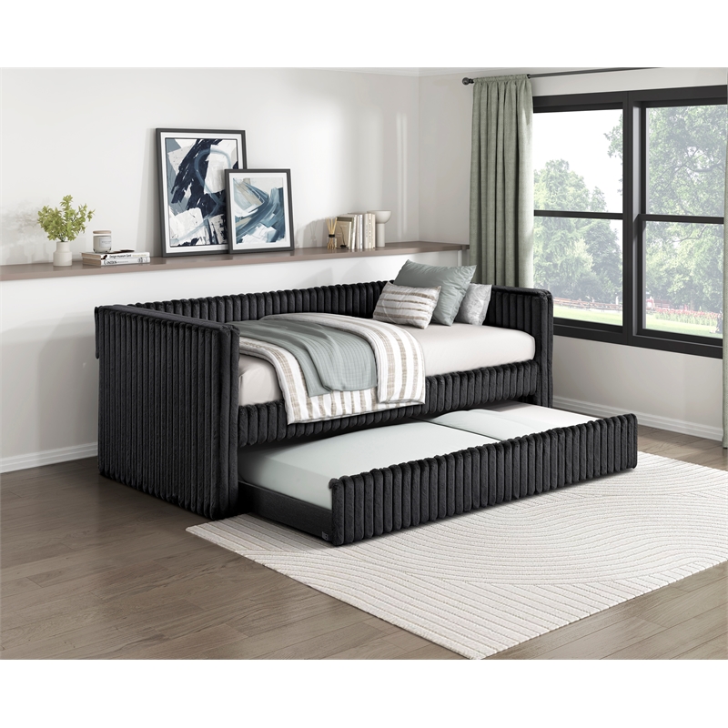 Lexicon Chapman Corduroy Daybed with Trundle in Black