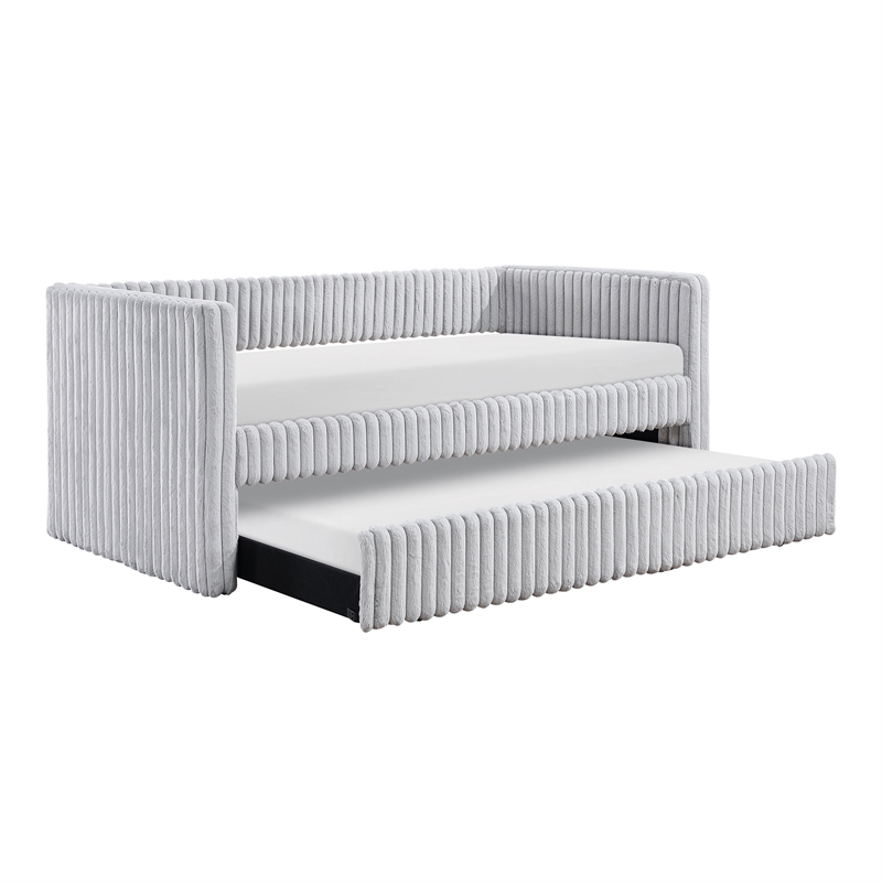 Lexicon Chapman Corduroy Daybed with Trundle in Gray