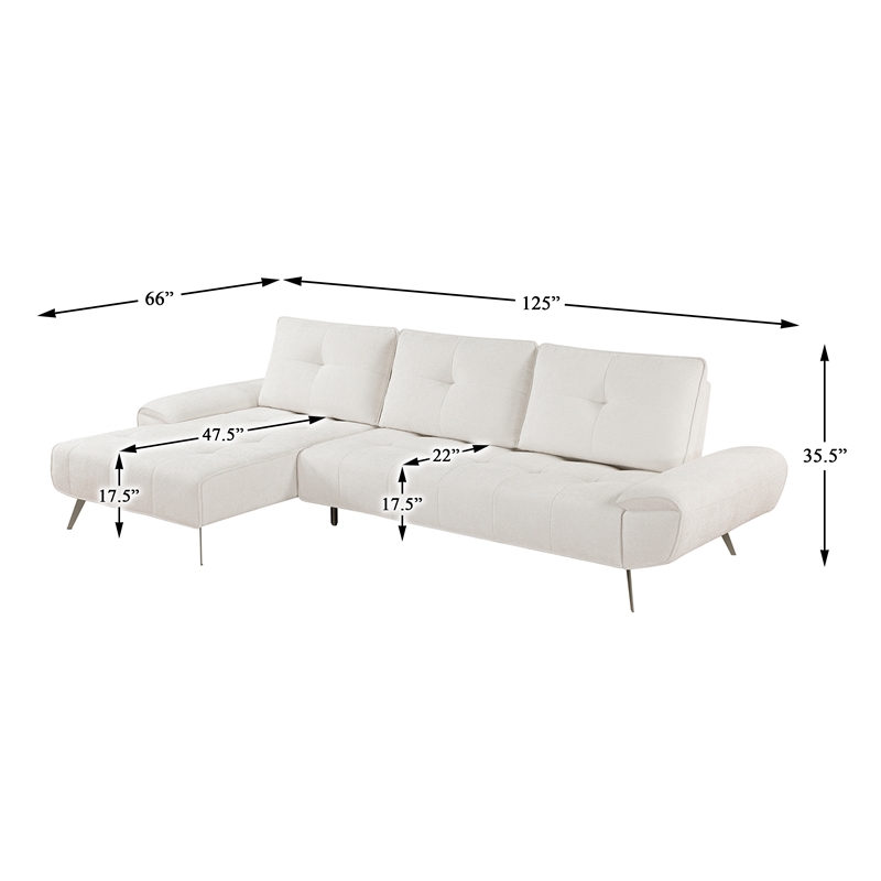 Lexicon Dominic Chenille 2-Piece Sectional with Left Chaise in Beige