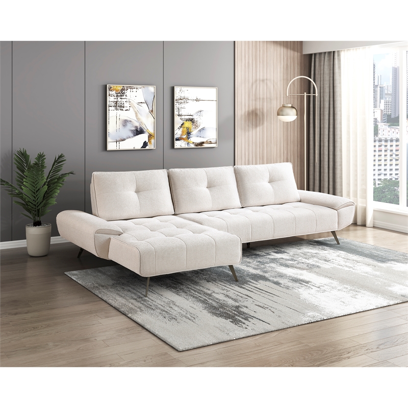 Lexicon Dominic Chenille 2-Piece Sectional with Left Chaise in Beige
