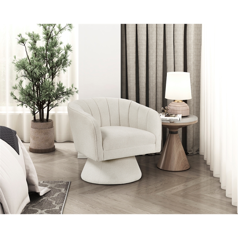 Lexicon Eve Boucle Swivel Chair in Beige