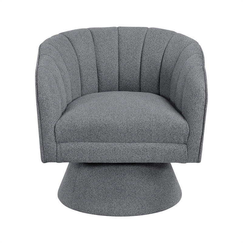 Lexicon Eve Boucle Fabric Swivel Chair in Dark Gray